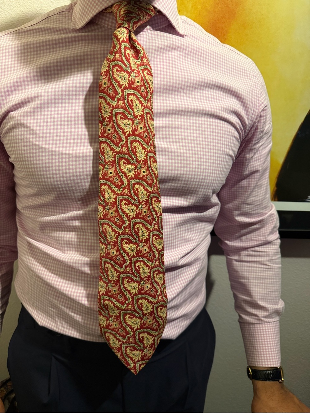 Polo by Ralph Lauren Red and Ivory Paisley Silk Tie